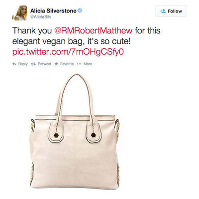 Alica Silverstone Tweets about our Hannah Shoulder Tote