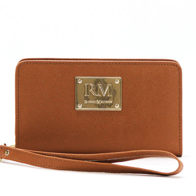 Wallet, Wristlet - Robert Matthew Aria 24K Gold Leather Wallet Wristlet - Brown Jewel