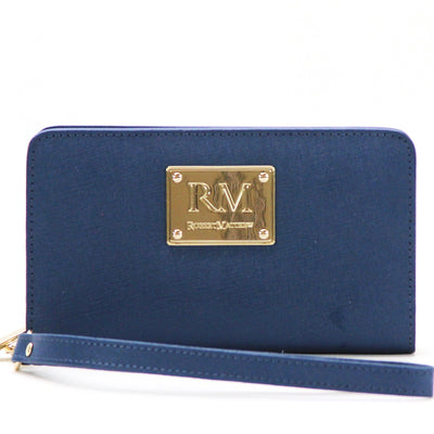 Wallet, Wristlet - Robert Matthew Aria 24K Gold Leather Wallet Wristlet - Dark Sapphire