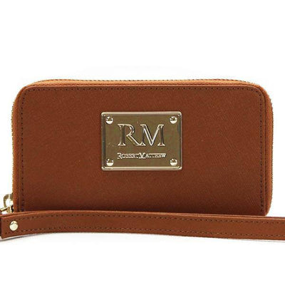 Wallet, Wristlet - Robert Matthew Sadie 24K Gold Leather Wallet Wristlet - Brown Jewel