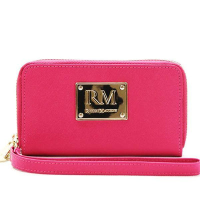 Wallet, Wristlet - Robert Matthew Sadie 24K Gold Leather Wallet Wristlet - Pink Ruby